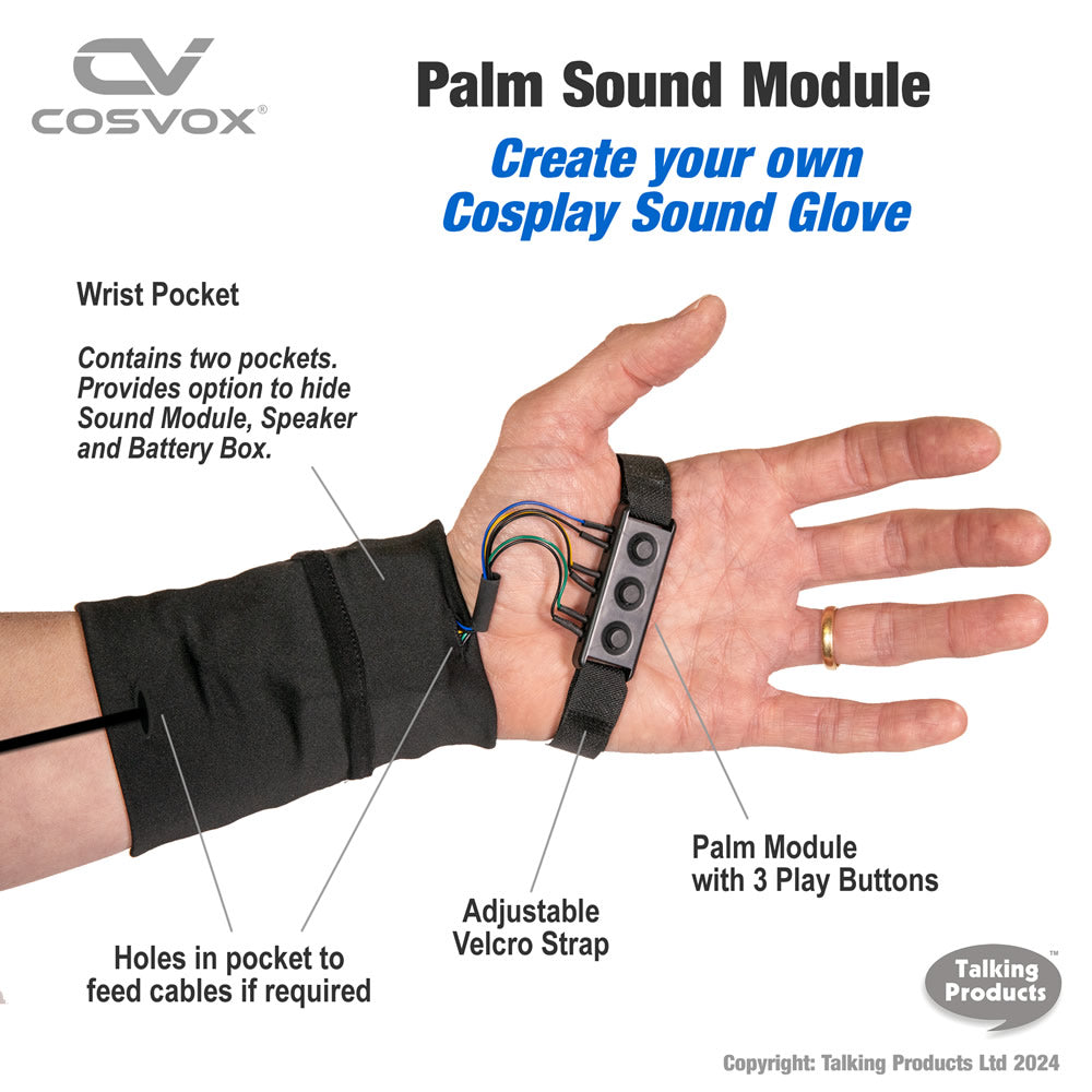 COSVOX Cosplay Epic Sound Bundle. Pack Contents includes MP3 Sound Chip Module, Sound Glove Module, Sound Amplifier and all associated accessories